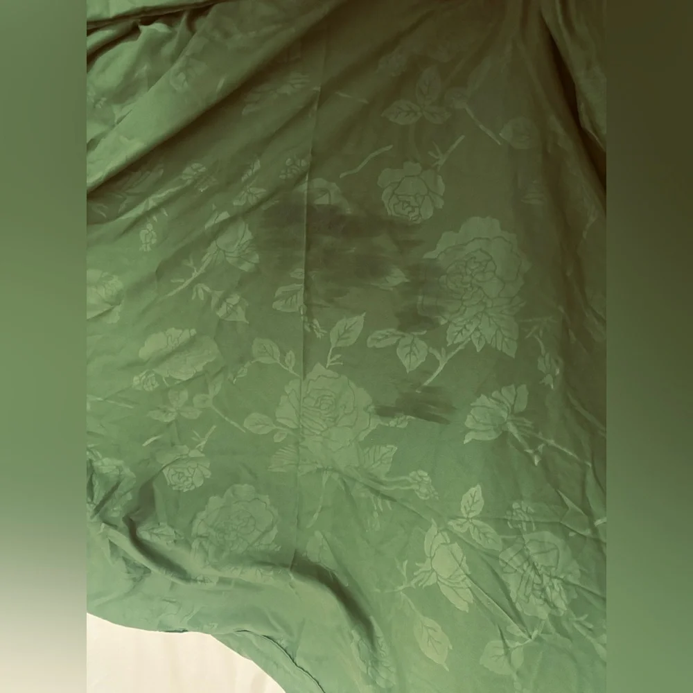 Twin sheet set dark green damask